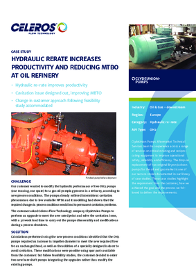 Hydraulic Re-Rate Increases Productivity and Reducing MTBO at Oil Refinery