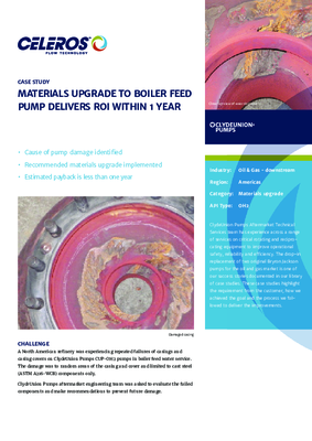 Materials Upgrade to Boiler Feed Pump Delivers ROI Within One Year
