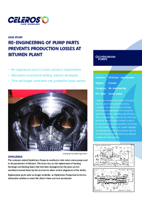 Re-Engineering of Pump Parts Prevents Production Losses at Bitumen Plant